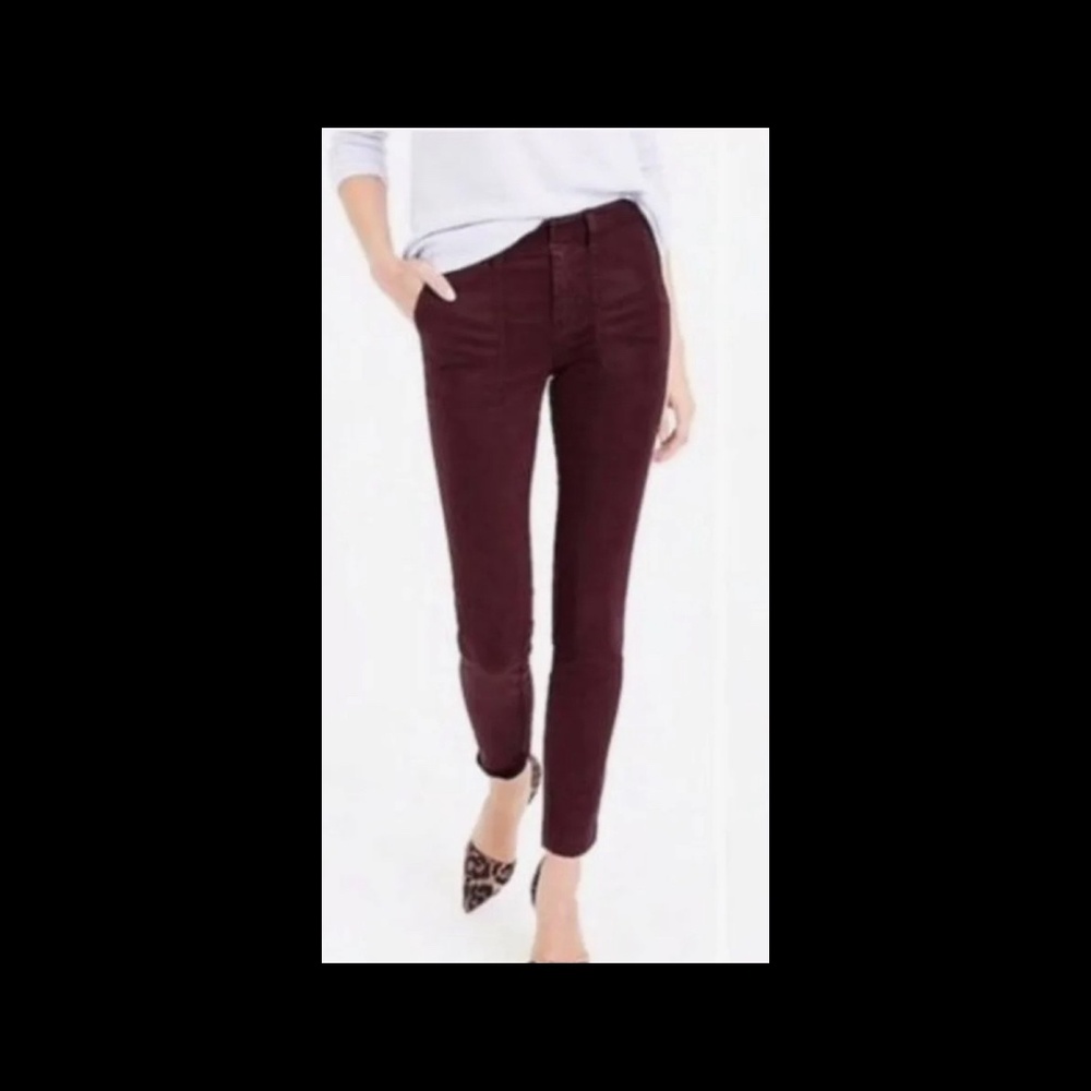 J Crew Skinny Stretch Cargo Pants Eggplant/Purple, Size 4